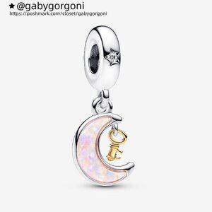 Pandora Two-tone Key & Moon Dangle Charm